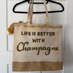 Elegant Beige and Gold Tote Bag